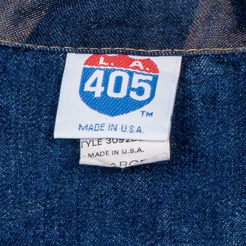 LA 405 Metallic Denim Jean Jacket VTG L Womens Blue Swirls Button Cotton USA - Picture 5 of 7